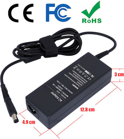 Ac Adapter Зарядно за лаптоп 90W 19V 4.74Спецификация за HP / Compaq с Отделяем Кабел за Захранване