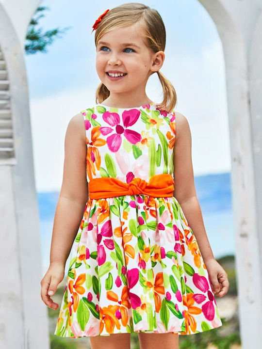 Children's Dress Sleeveless Satin Floral Multicolour