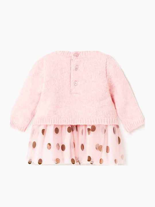 Mädchenkleid Langärmelig Tüll Set aus 2 mit Mantel Rosa