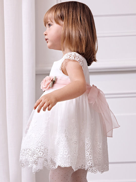 Mädchenkleid Kurzärmelig Tüll Für Blumenmädchen Ecru