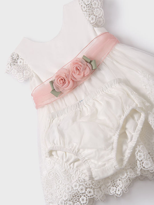 Mädchenkleid Kurzärmelig Tüll Für Blumenmädchen Ecru