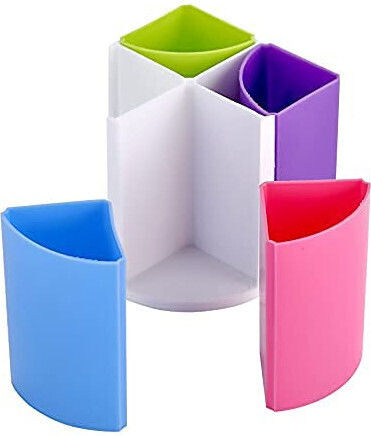 Suport Rotativ Pentru Creioane La 360 De Grade 4 Compartimente Detasabile Diametru 10 Cm Multicolor