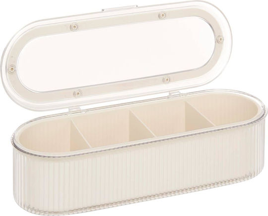 5Five Plastic Storage Box with Lid Beige 27.2x10.7x8.2cm 1pcs