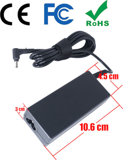 Φορτιστής Laptop 65W 19V 3.42A για Acer με Αποσπώμενο Καλώδιο Τροφοδοσίας