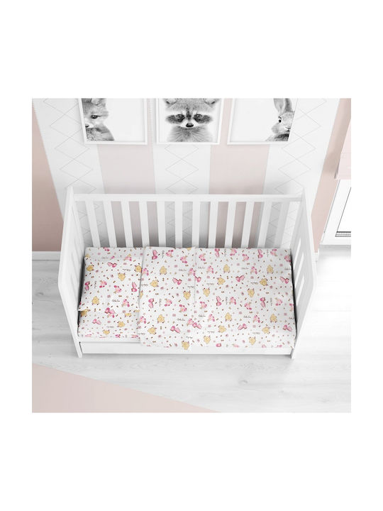 Dimcol Σετ Bebe White-Pink 120x160εκ.