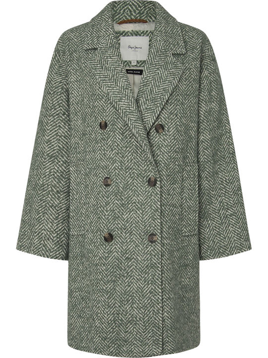 Women's Green Coat with Buttons