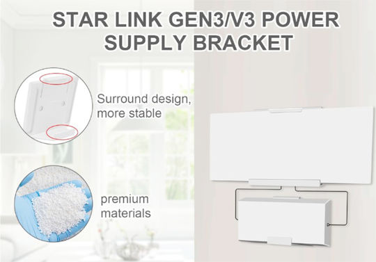 Βάση Τοίχου Τροφοδοτικού & Δρομολογητή Power Supply & Wall Mount Bracket Starlink Device Router Gen 3 V3 Wifi Accessories Easy Installation Space Κωδ.1-per0085