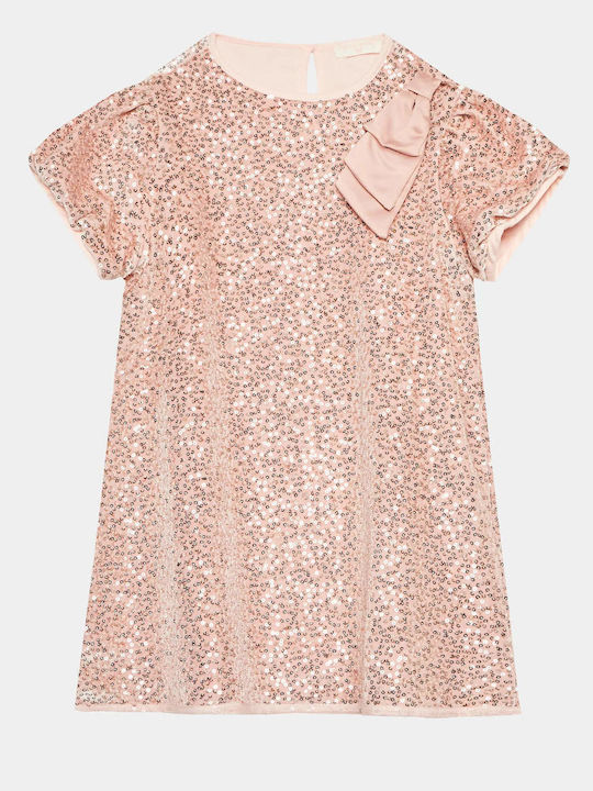 Kinderkleid Kurzärmelig mit Pailletten Rosa
