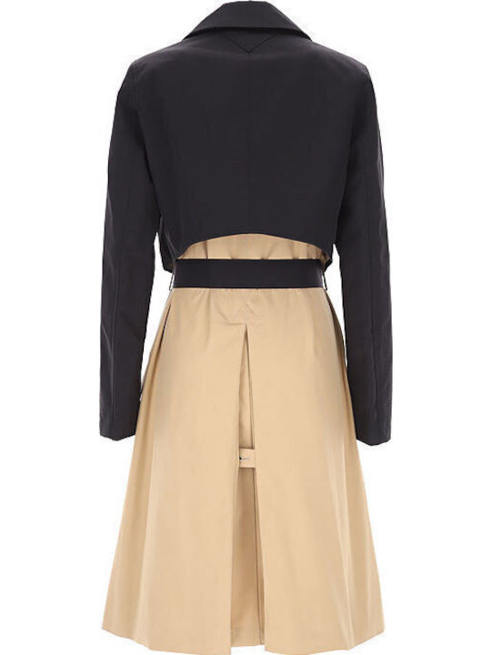 Damen Schwarz Trenchcoat