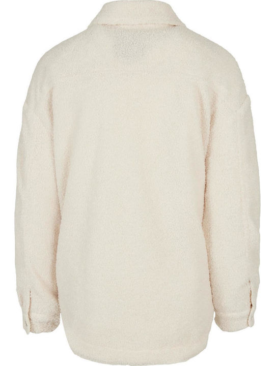 Sherpa Γυναικείο Λευκό Overshirt Oversized