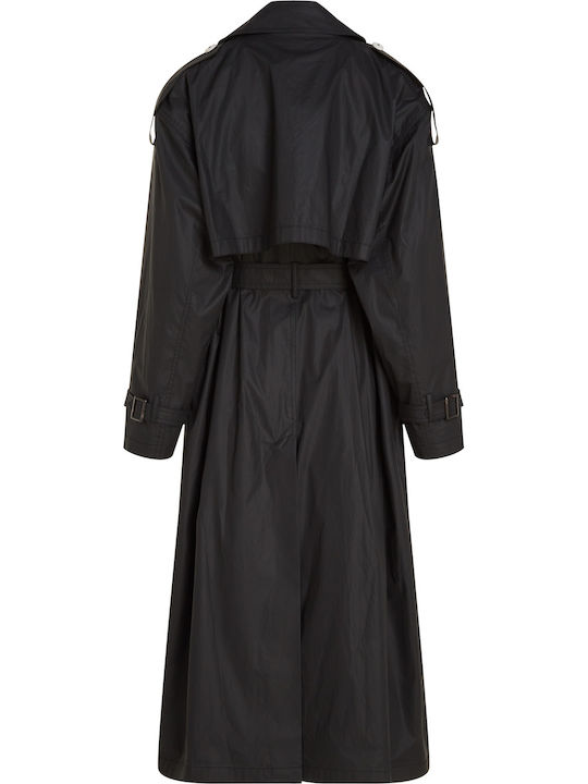 Femeie black Palton Oversized cu Curea