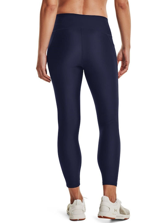 Heat Gear 7/8 Training Women's Cropped Firming Shiny And High Waist Navy Blue Leggings