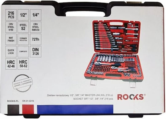 Rooks Set Ratchet 1\2" & 3\8" & 1\4" 216pcs