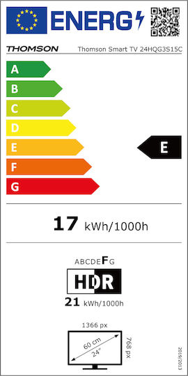 Thomson Smart Τηλεόραση 24" HD Ready QLED XS 12V HDR (2025) 24HQG3S15C