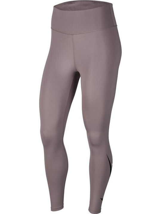 Dri-Fit Swoosh Running Γυναικείο Cropped Κολάν Ψηλόμεσο Μωβ