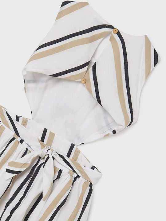 Children's Dress Sleeveless Striped Beige