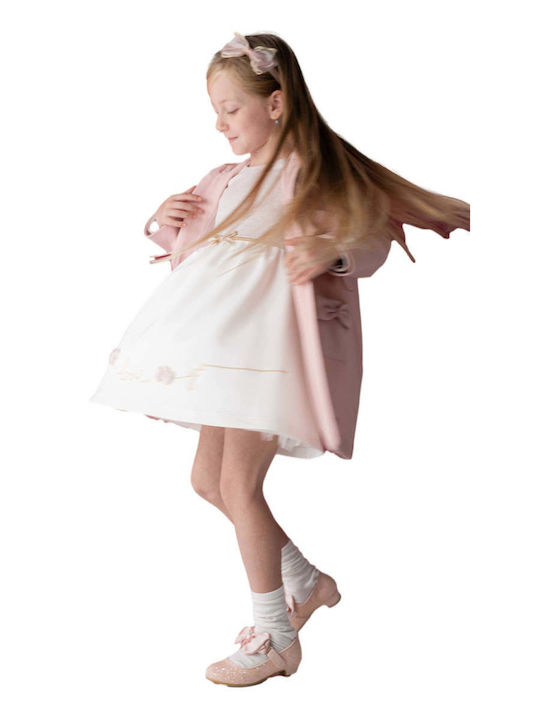 Children's Dress Long Sleeve Set with Coat and Blouse Pink