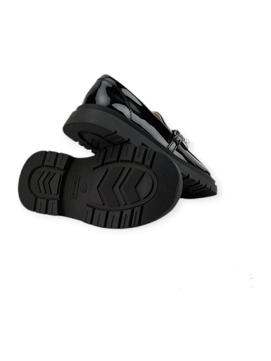 Girls Leather Slip-On Moccasins Black