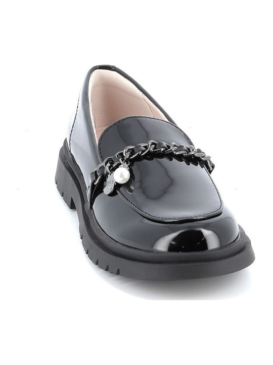 Girls Leather Slip-On Moccasins Black