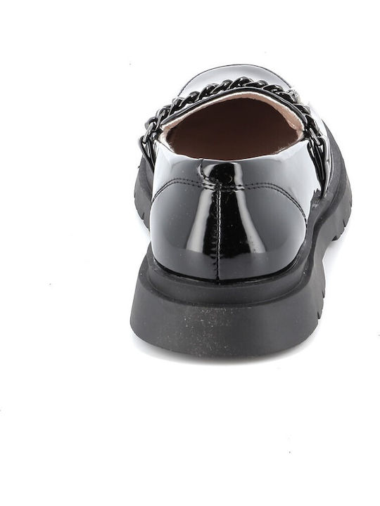 Girls Leather Slip-On Moccasins Black