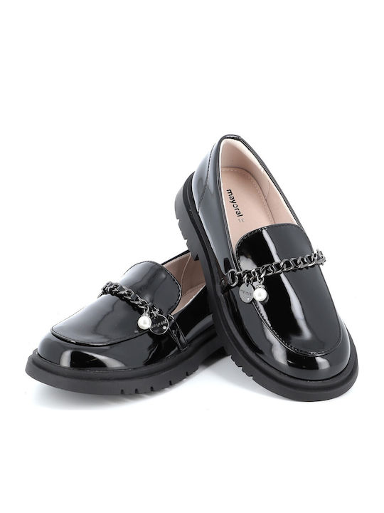 Girls Leather Slip-On Moccasins Black