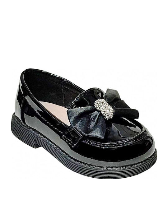 Girls Patent Leather Moccasins Black