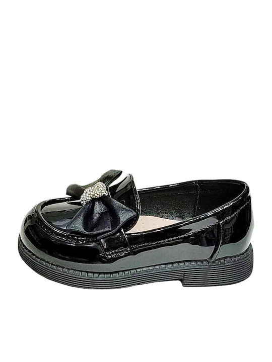 Girls Patent Leather Moccasins Black