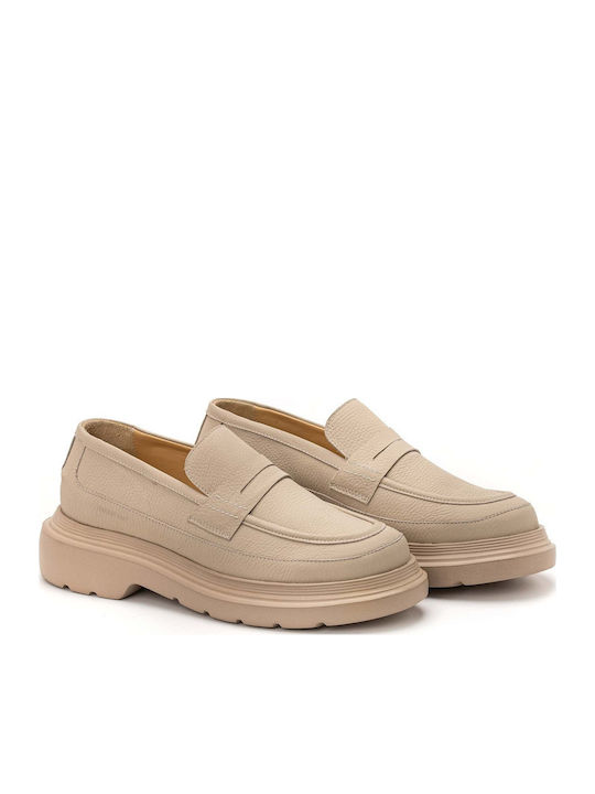 Leder Herren Mokassins in Beige Farbe