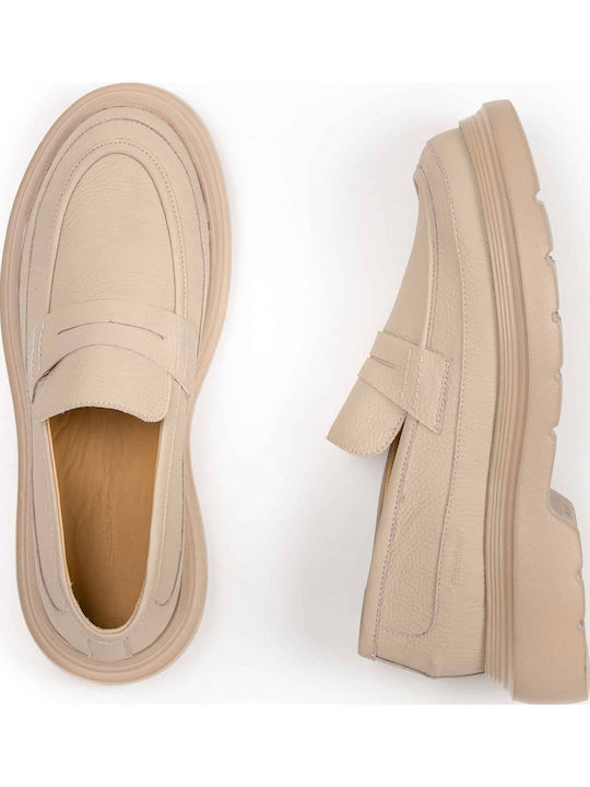 Leder Herren Mokassins in Beige Farbe