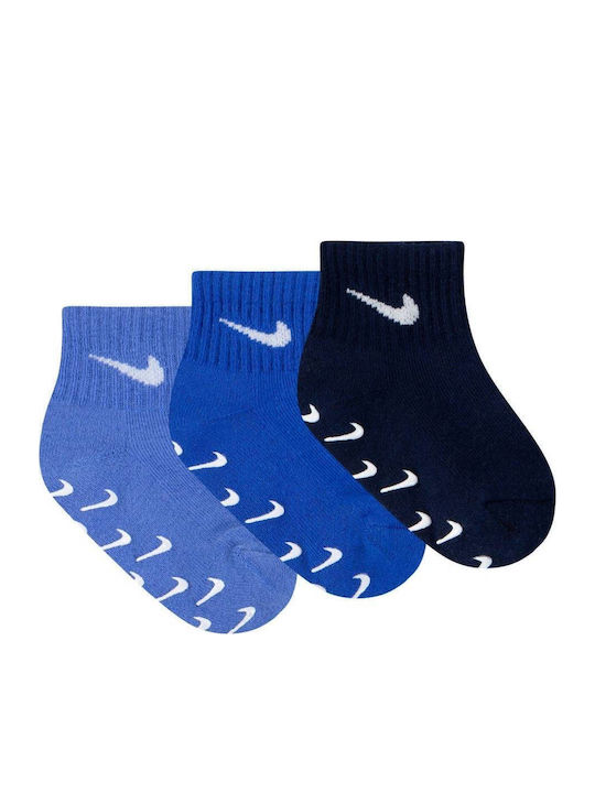 Nike Non-slip Kids' Ankle Socks Blue 3 Pairs
