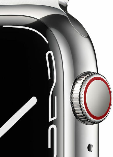 Apple Watch Series 7 Cellular Stainless Steel 45mm Waterproof with eSIM and Heart Rate Monitor (Silver Milanese Loop)