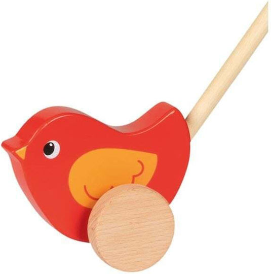 Goki Pull Along Toy Cute Bird Made of Wood for 12+ Months