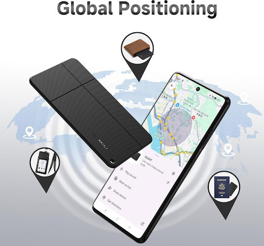 MiLi MiCard Duo Apple Find My & Google Find Hub Black Rechargeable