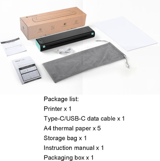 M08F Black and White Thermal Printer Silver Letter Version