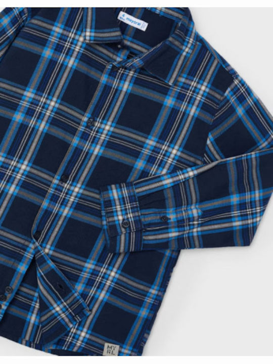 Kids Checked Shirt Long Sleeve Blue