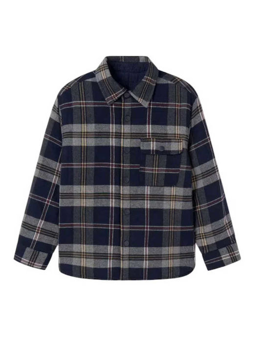Kids Checked Shirt Long Sleeve navy blue