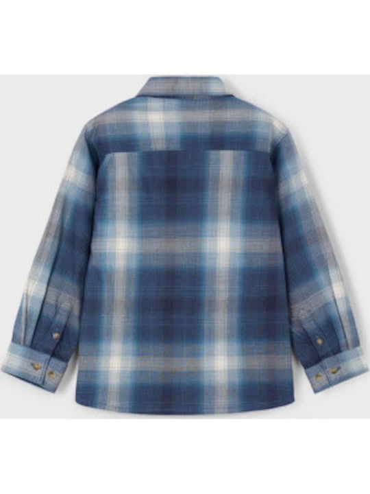 Kids Checked Shirt Long Sleeve Blue