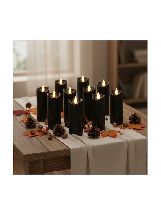 Lustră Decorativă Lumânare Negru 12buc