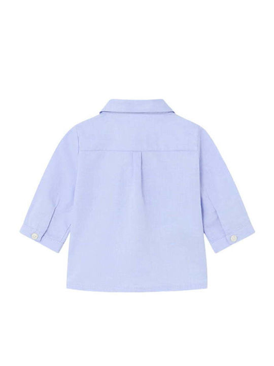 Kids Shirt Long Sleeve Linen Light Blue