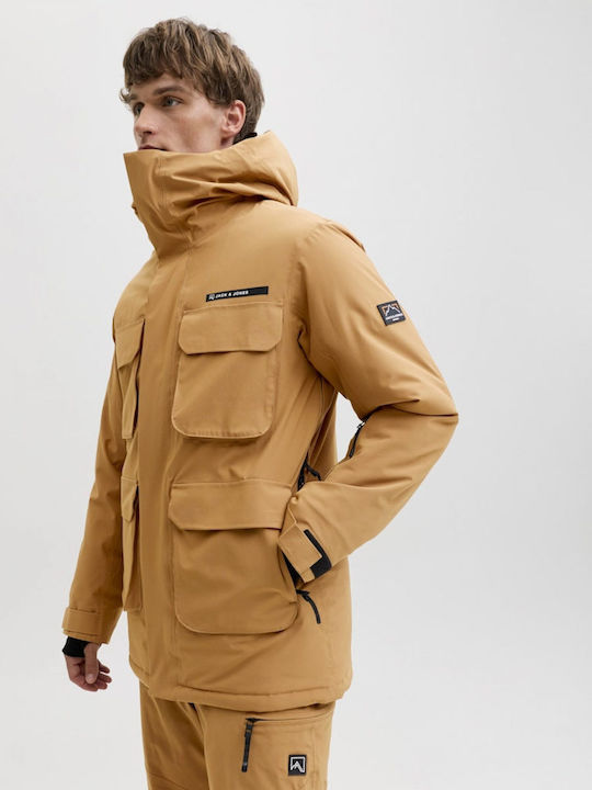 Jack & Jones 12284695 Ανδρικό Μπουφάν για Σκι & Snowboard Καφέ