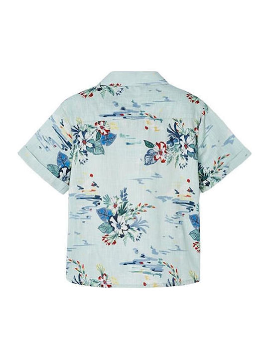 Kids Floral Shirt Short Sleeve Green