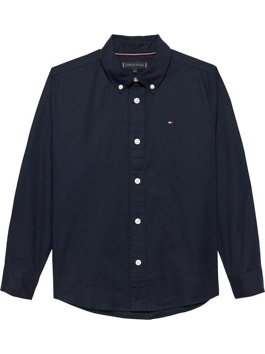 Kids Shirt Long Sleeve Dark Blue Essential Oxford