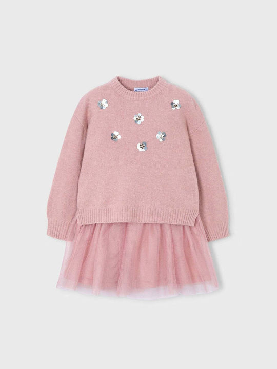 Children's Dress Long Sleeve Knitted Nude