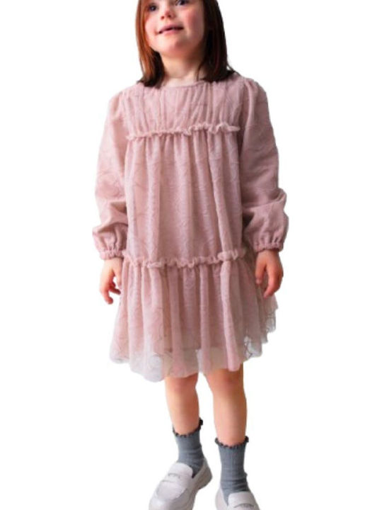 Children's Dress Long Sleeve Tulle Soft Pink