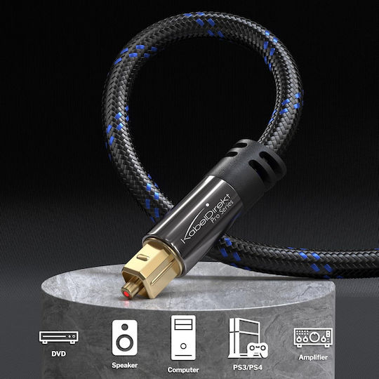 Kabeldirekt Cablu Audio Optic Toslink Împletit Din Nailon 10m Cablu Fibra Optică Soundbar Toslink Digital S Pdif Cablu Amplificator Stereo Home Theater Xbox One/ps4