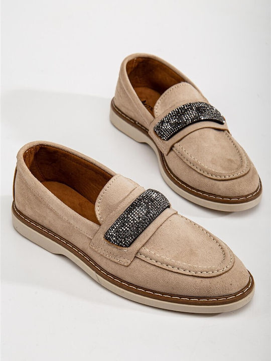 Women's Loafers in Beige Color