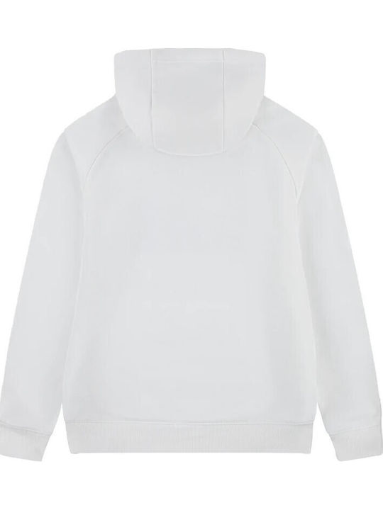 Fleece Kids Sweatshirt with Hood and Pockets Ecru