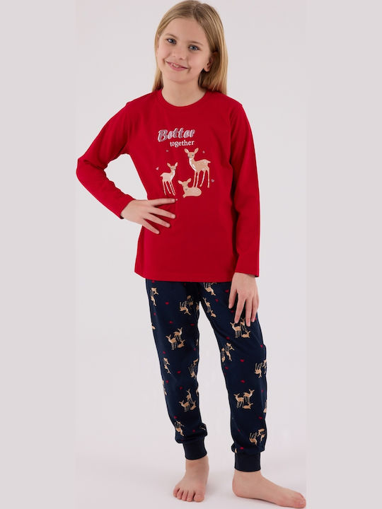Arnetta Kinder Schlafanzug Winterlich Baumwoll Red