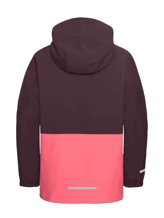 Waterproof Kids Casual Short Windproof Jacket with Lining and Hood Pink