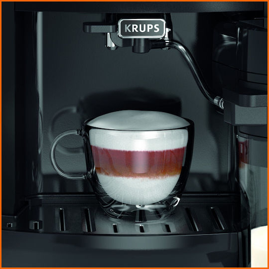 Krups Arabica Latte Quattro Force Автоматична Еспресо Кафемашина 1450W Налягане 15bar за Cappuccino с Мелачка Сив EA819E10